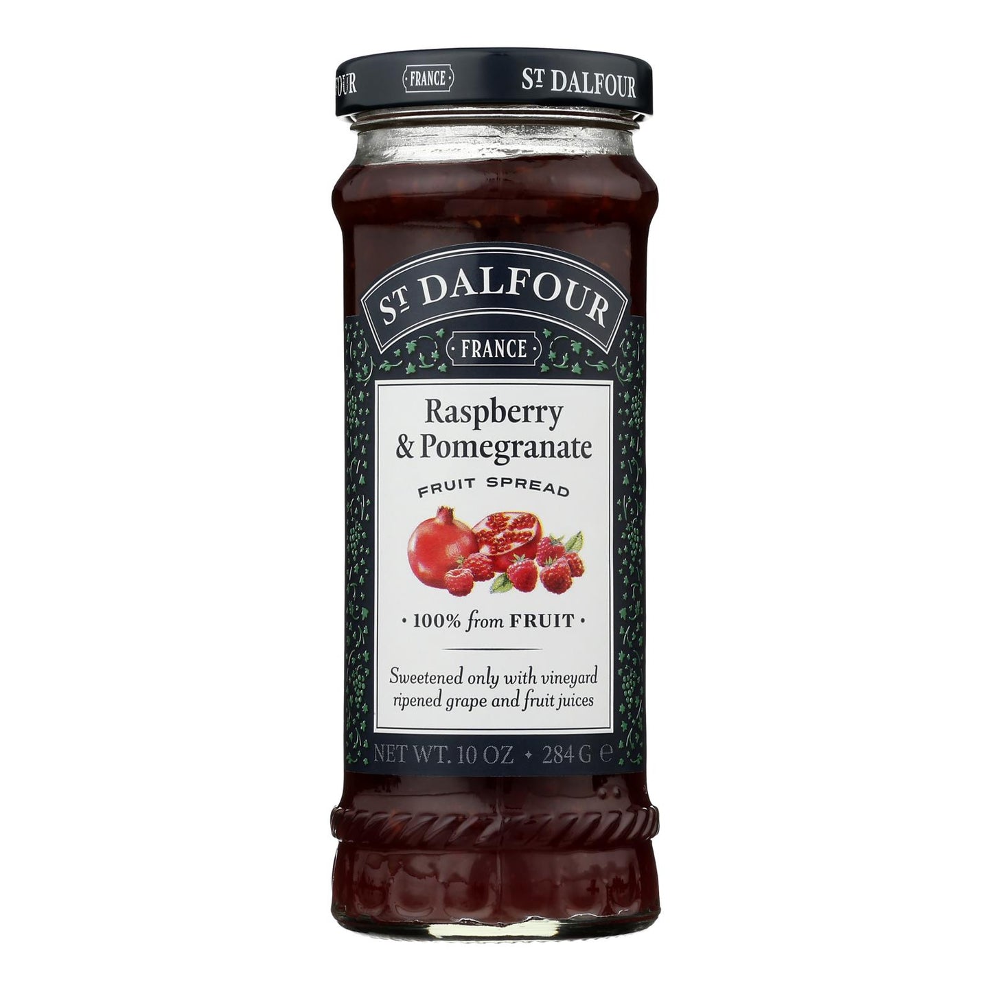 St Dalfour Fruit Spread - Deluxe - 100 Percent Fruit - Raspberry And Pomegranate - 10 Oz - Case Of 6
