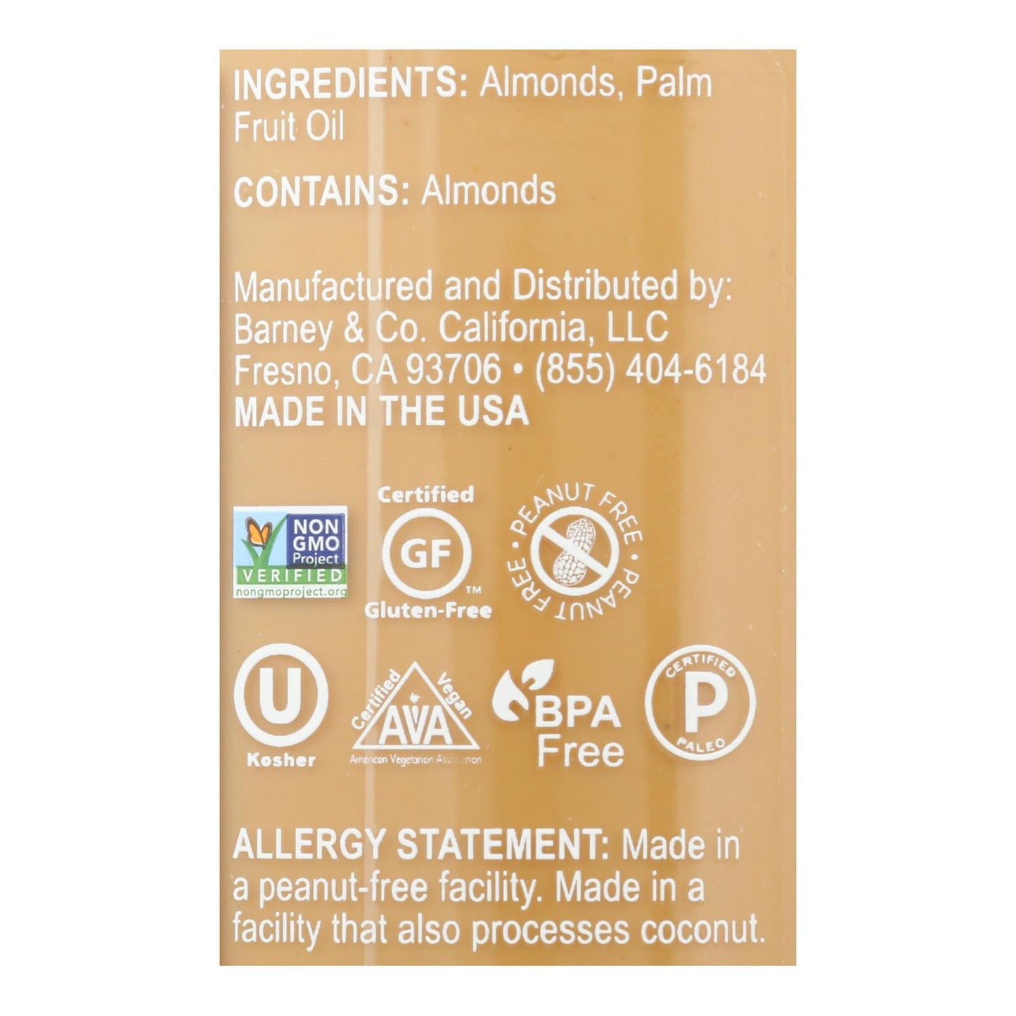 Barney Butter - Almond Butter - Bare Smooth - Case Of 6 - 10 Oz.