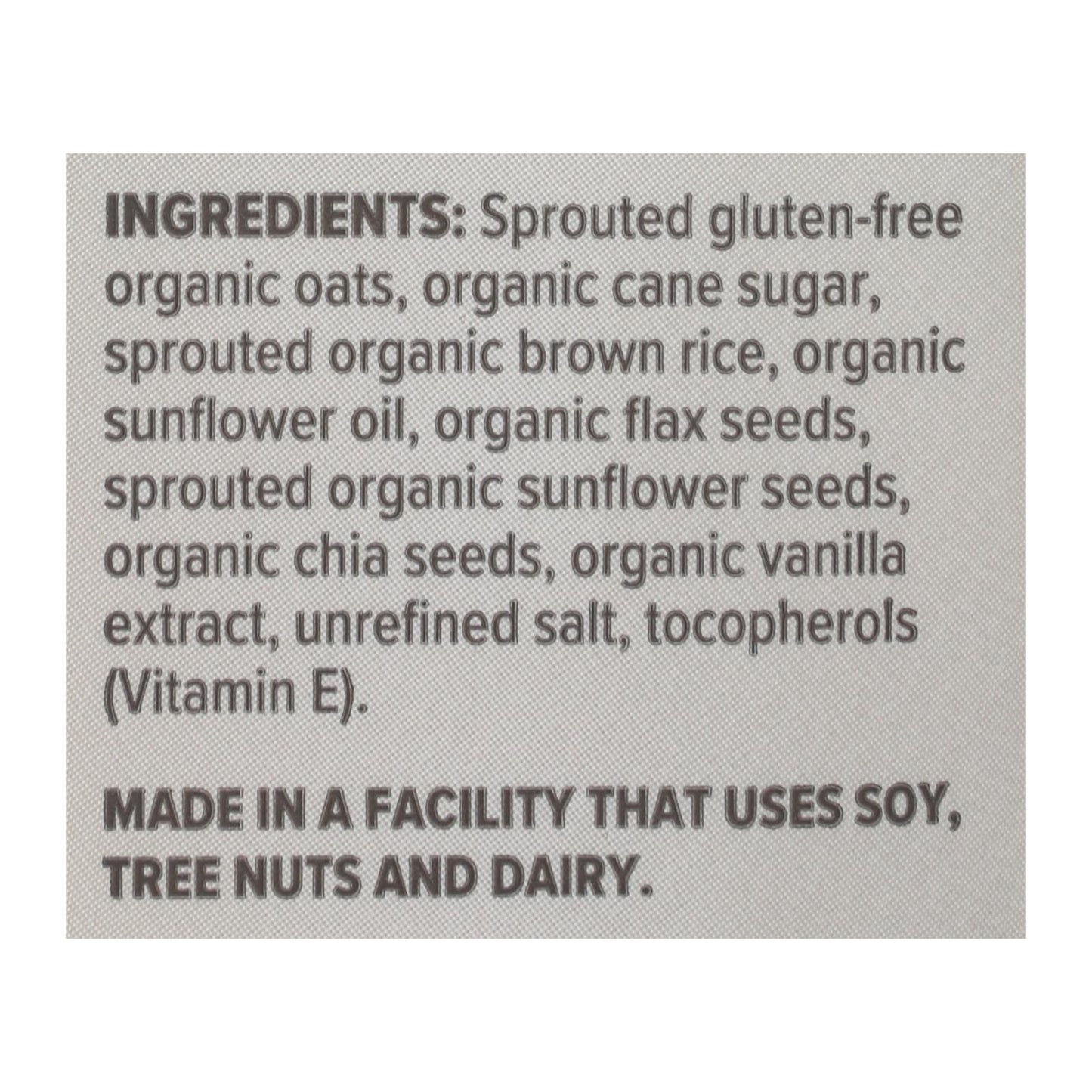 One Degree Organic Foods Sprouted Oat Granola - Vanilla Chia - Case Of 6 - 11 Oz.