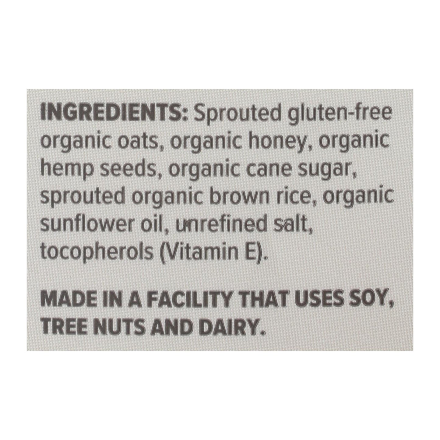 One Degree Organic Foods Sprouted Oat Hemp Granola - Honey - Case Of 6 - 11 Oz.