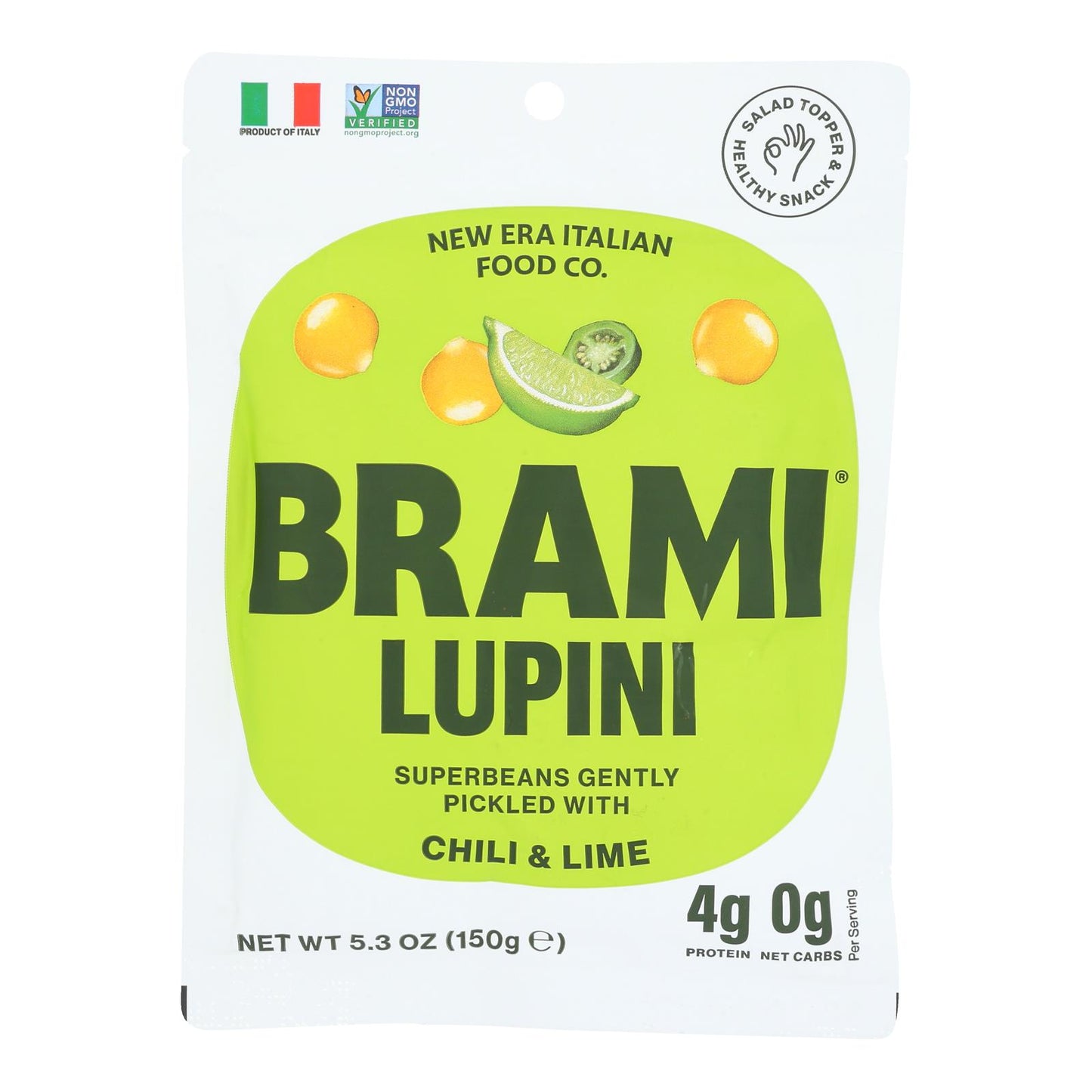 Brami Lupini Snack - Chili Lime - Case Of 8 - 5.3 Oz.