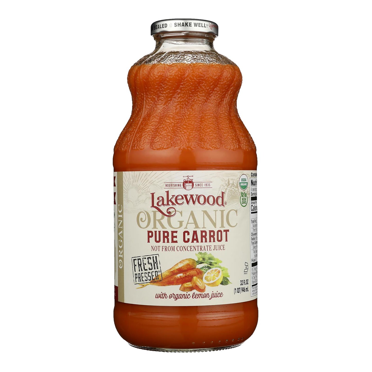 Lakewood - Organic Juice - Pure Carrot - Case Of 6 - 32 Fl Oz.