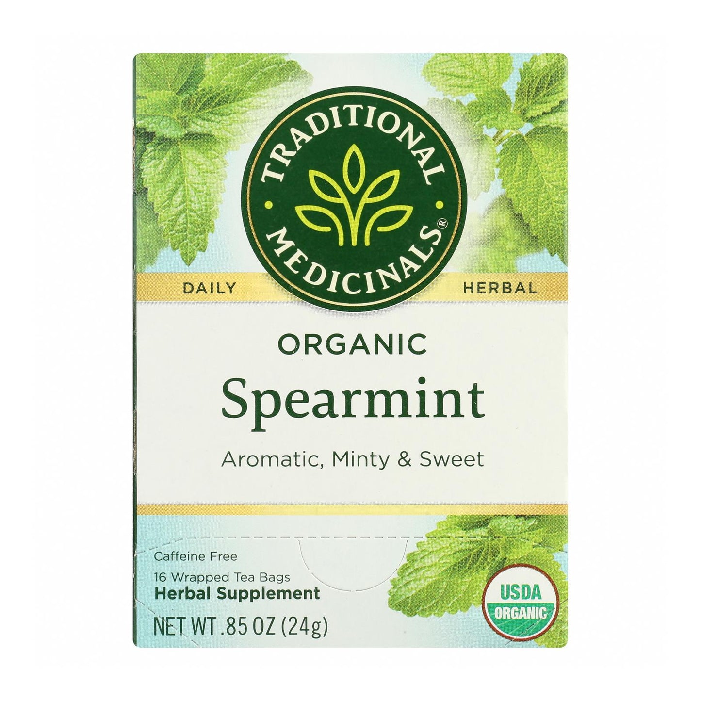 Traditional Medicinals Organic Spearmint Herbal Tea - 16 Tea Bags - Case Of 6
