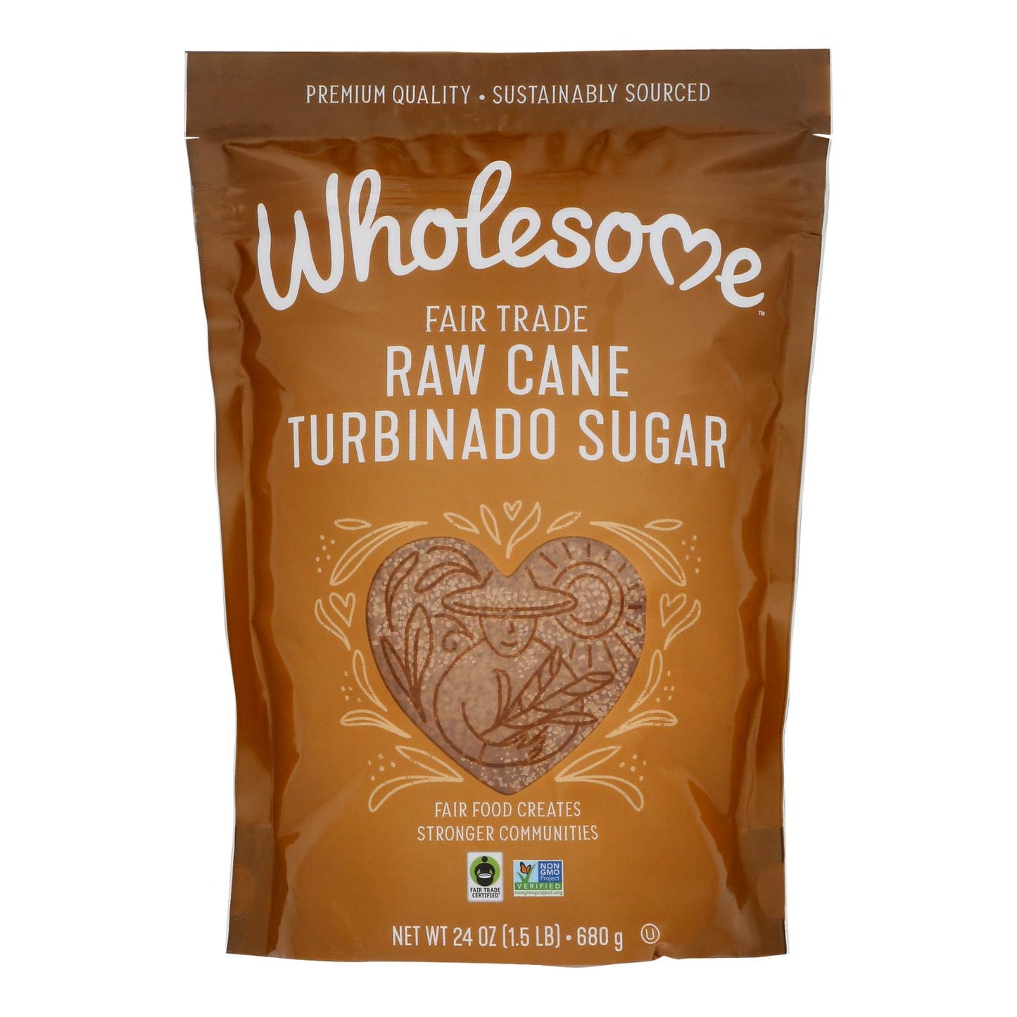 Wholesome Sweeteners Sugar - Natural Raw Cane - Turbinado - Fair Trade - 1.5 Lb - Case Of 12