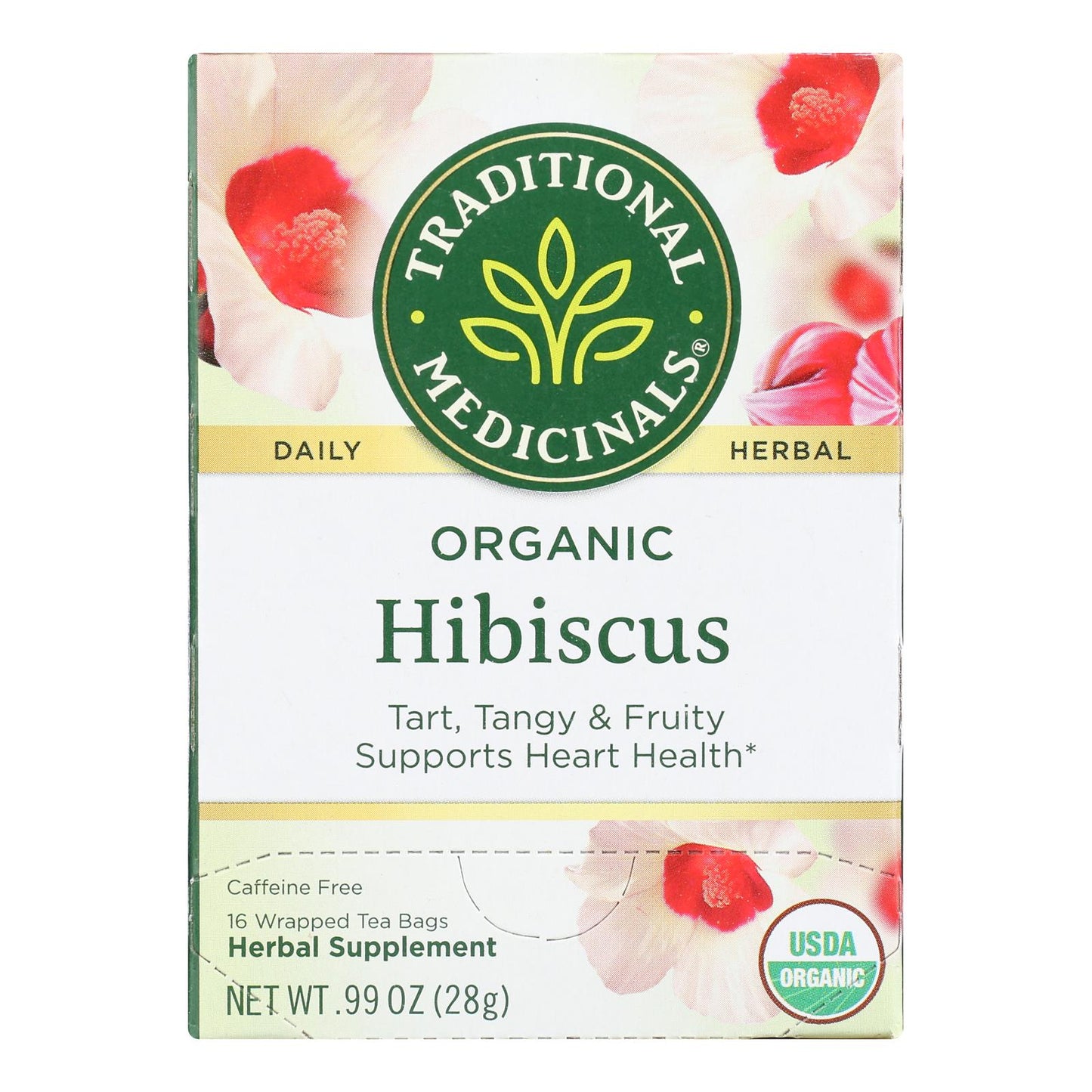 Traditional Medicinals Organic Herbal Tea - Hibiscus - Case Of 6 - 16 Bags