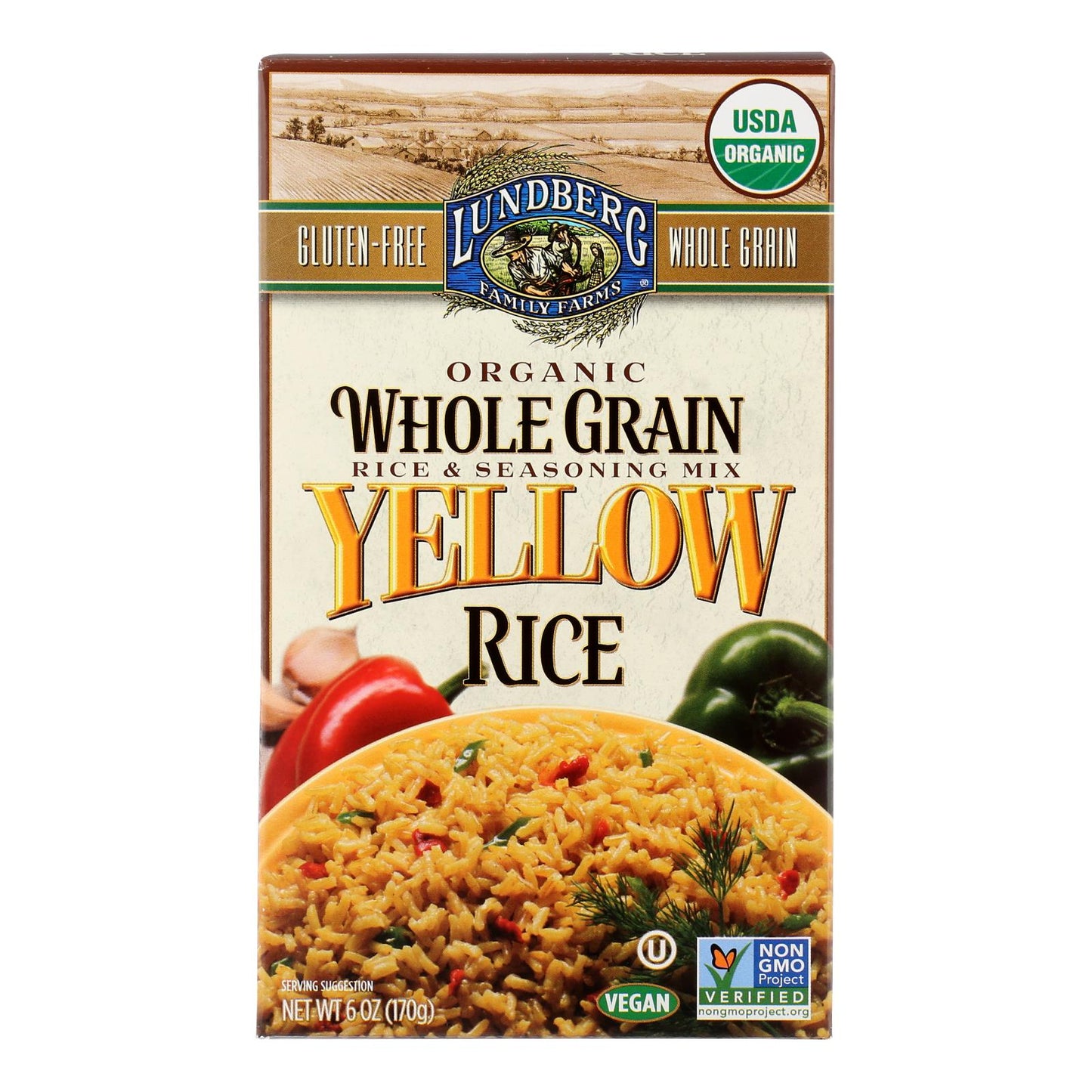 Lundberg Family Farms Organic Whole Grain Yellow Rice - Case Of 6 - 6 Oz.