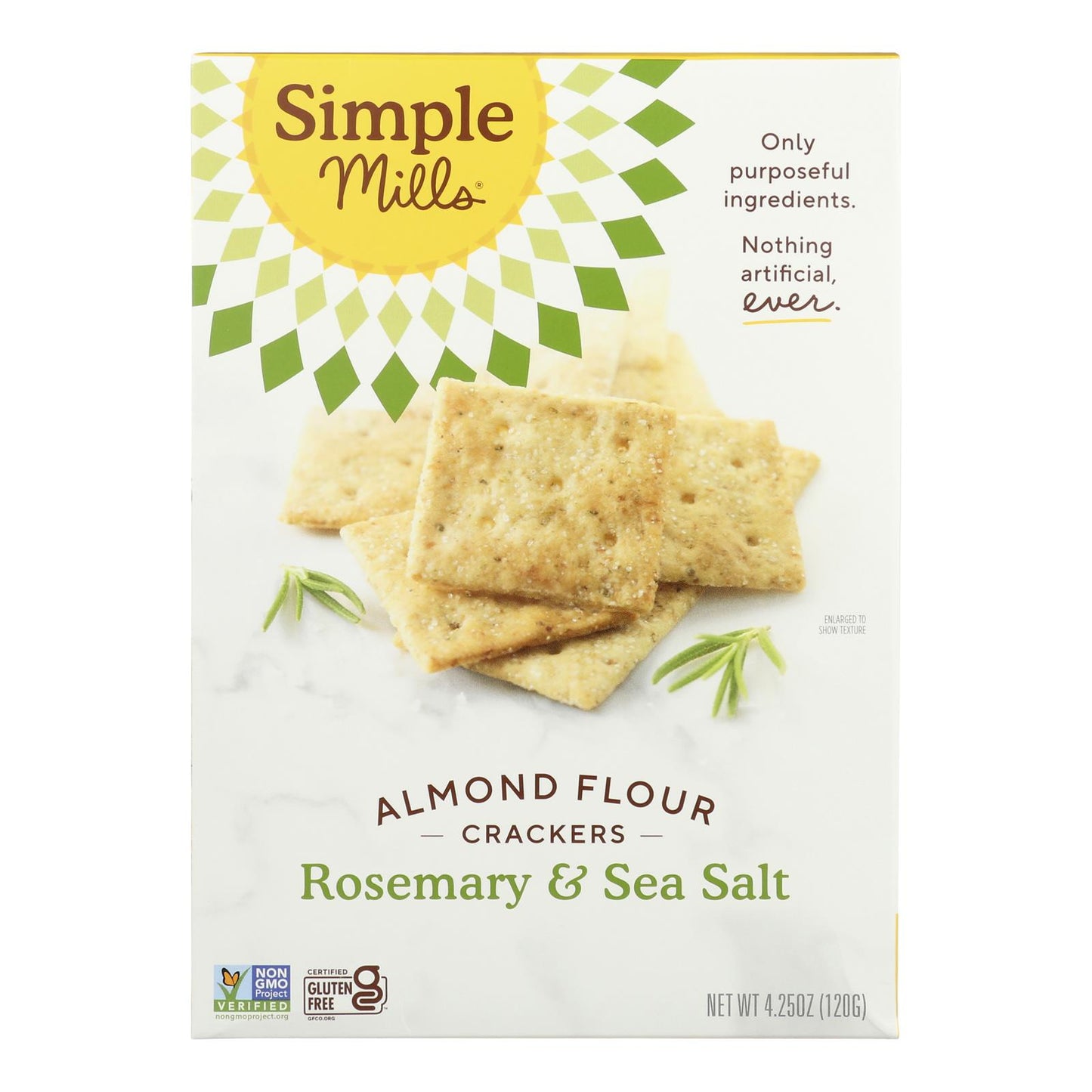 Simple Mills Rosemary And Sea Salt Almond Flour Crackers - Case Of 6 - 4.25 Oz.