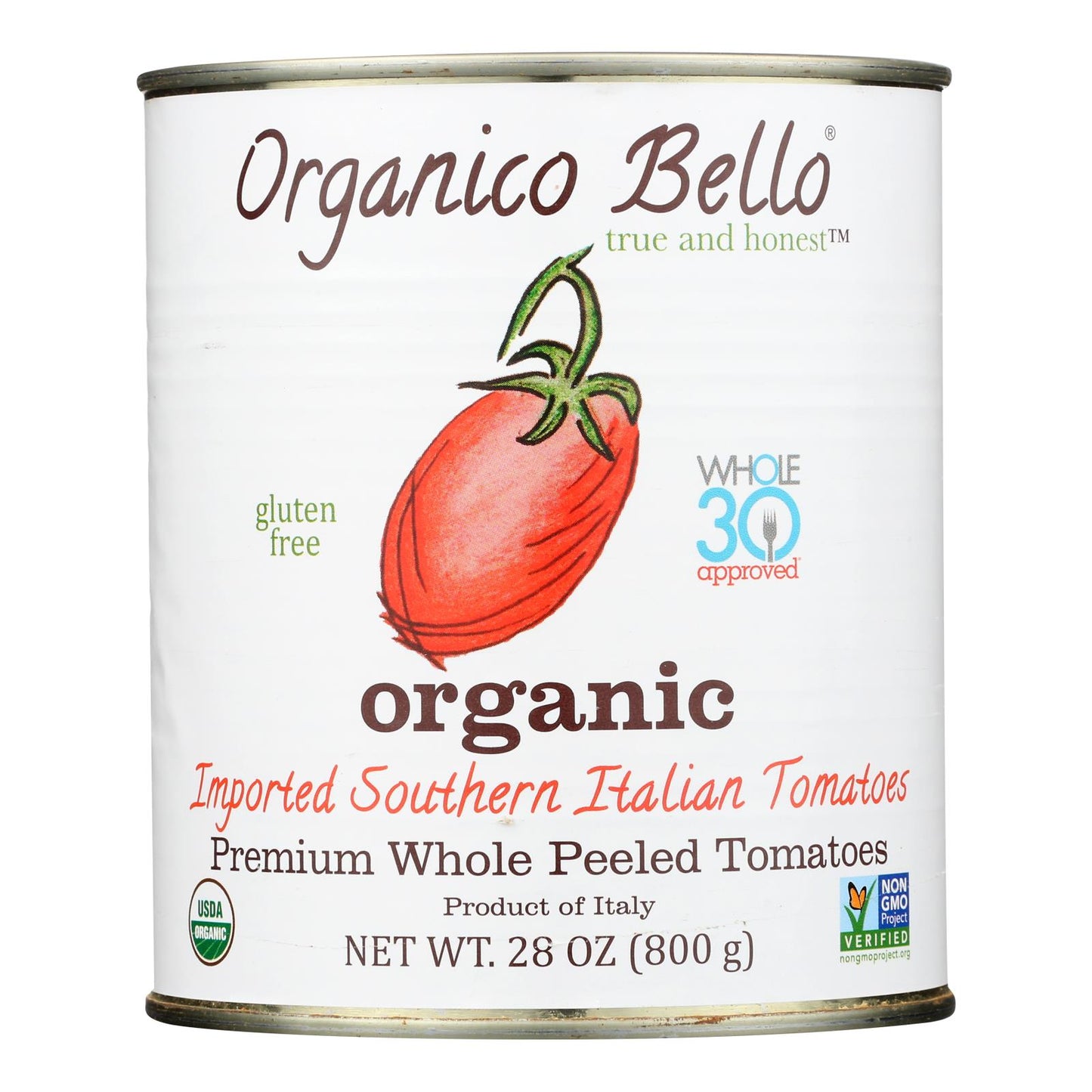 Organico Bello Tomatoes - Organic - Whole - Case Of 12 - 28 Oz