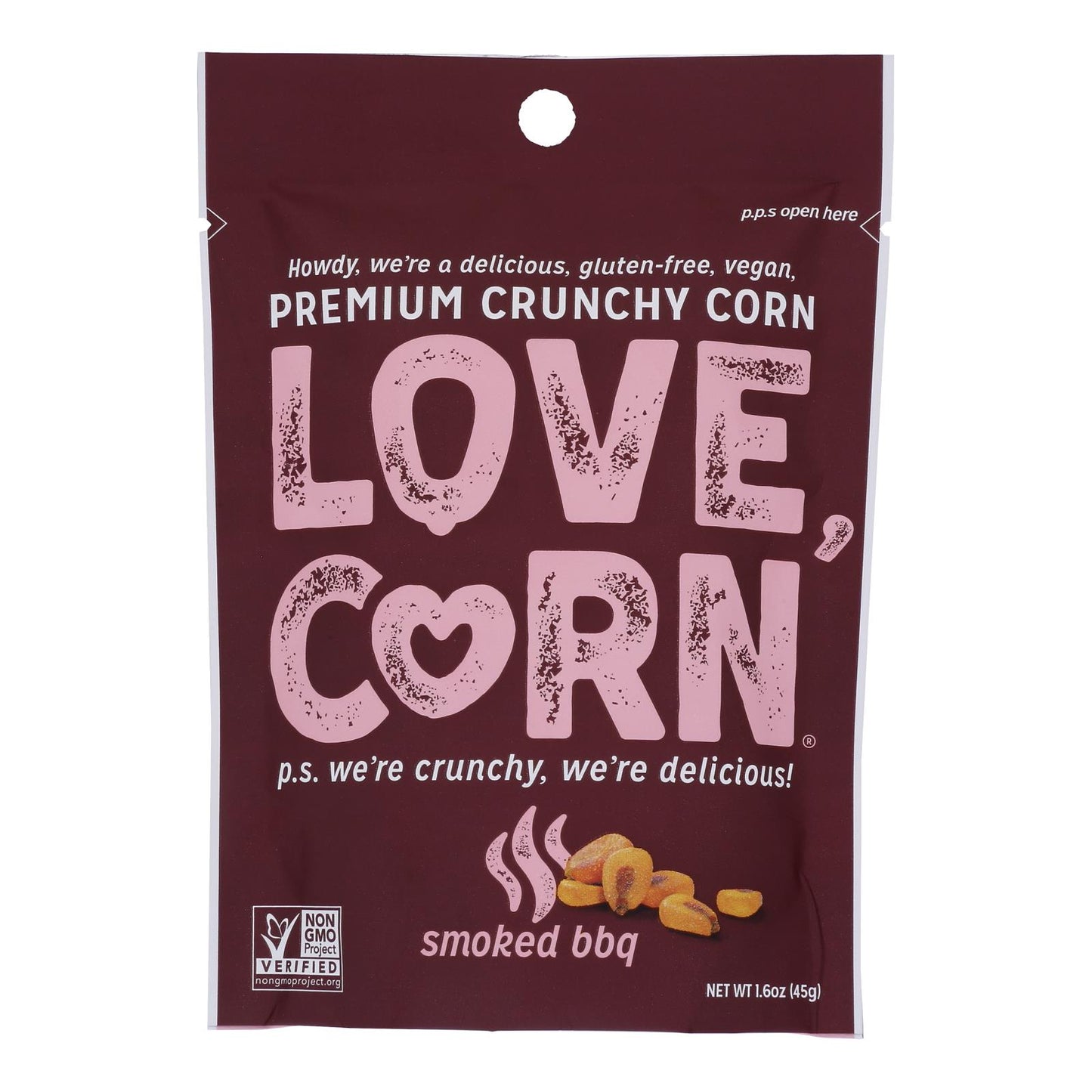 Love Corn - Roasted Corn Bbq - Case Of 10 - 1.6 Oz