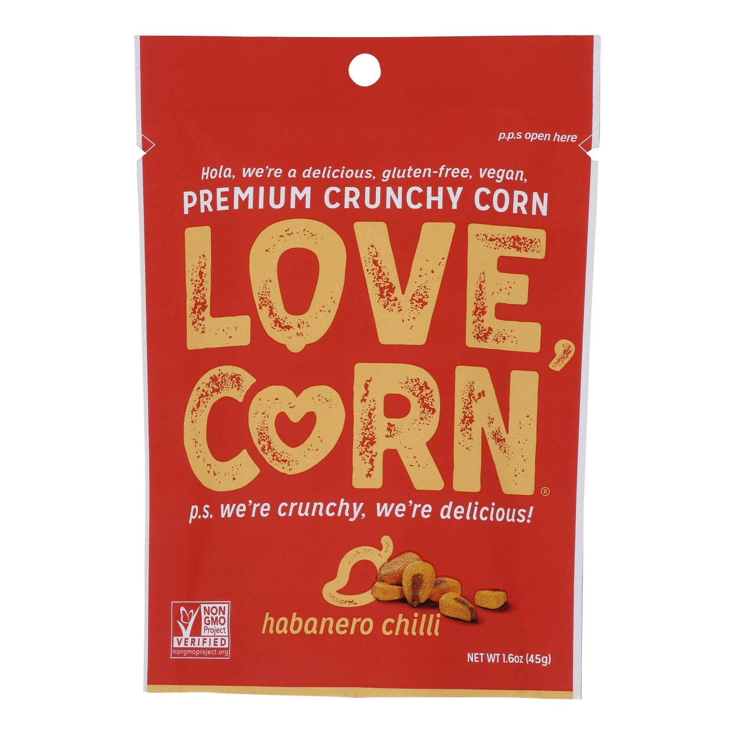 Love Corn - Roasted Corn Habanero - Case Of 10 - 1.6 Oz