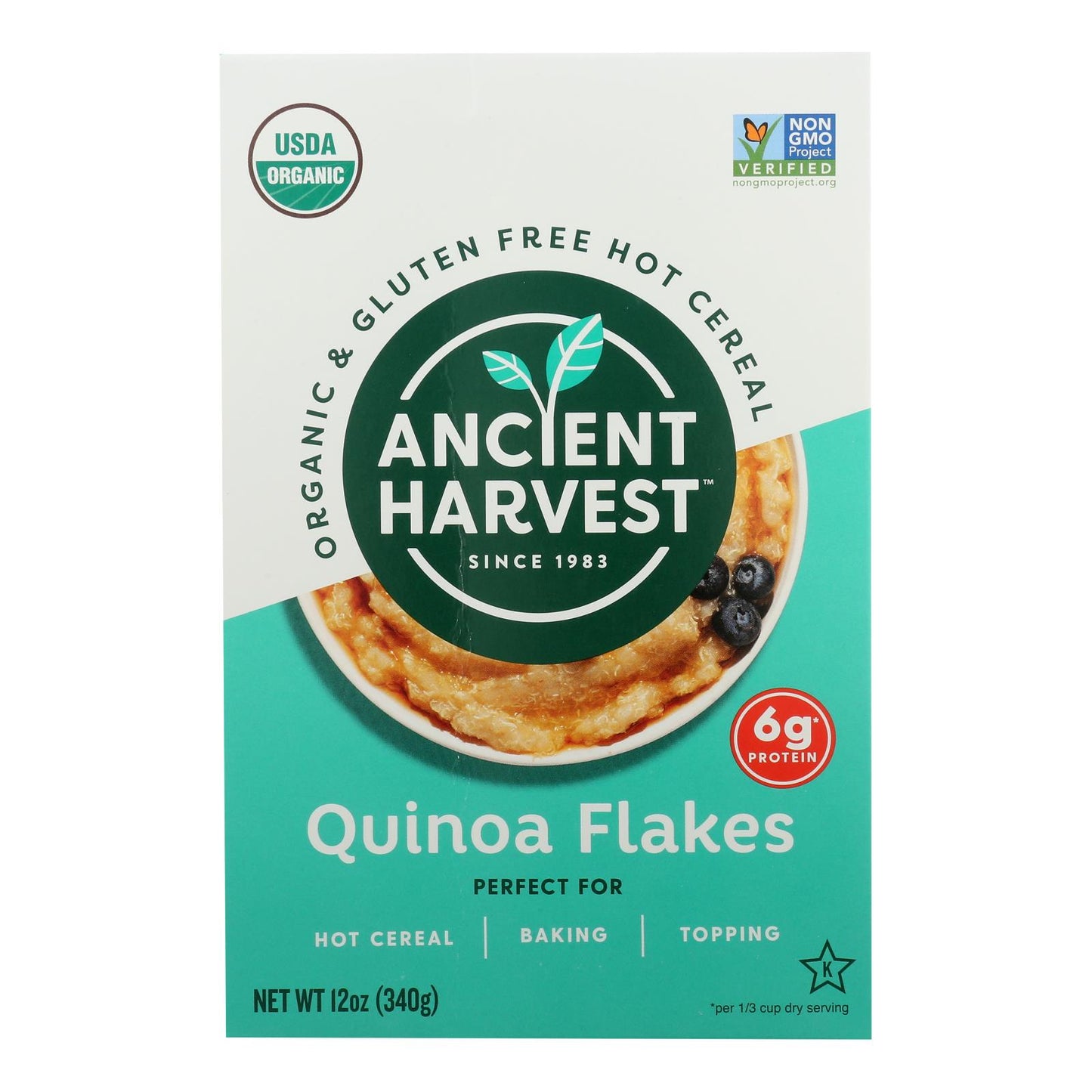 Ancient Harvest Organic Hot Cereal - Quinoa Flakes - Case Of 12 - 12 Oz
