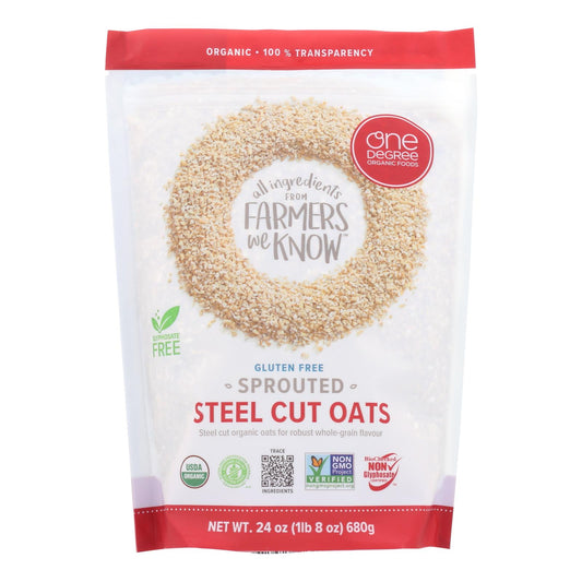 One Degree Organic Foods Organic Steel Cut Oats - Sprouted - Case Of 4 - 24 Oz