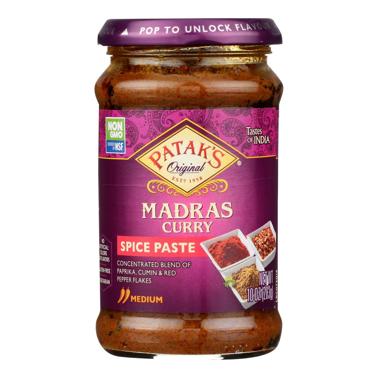Pataks Curry Paste - Concentrated - Madras - Medium - 10 Oz - Case Of 6