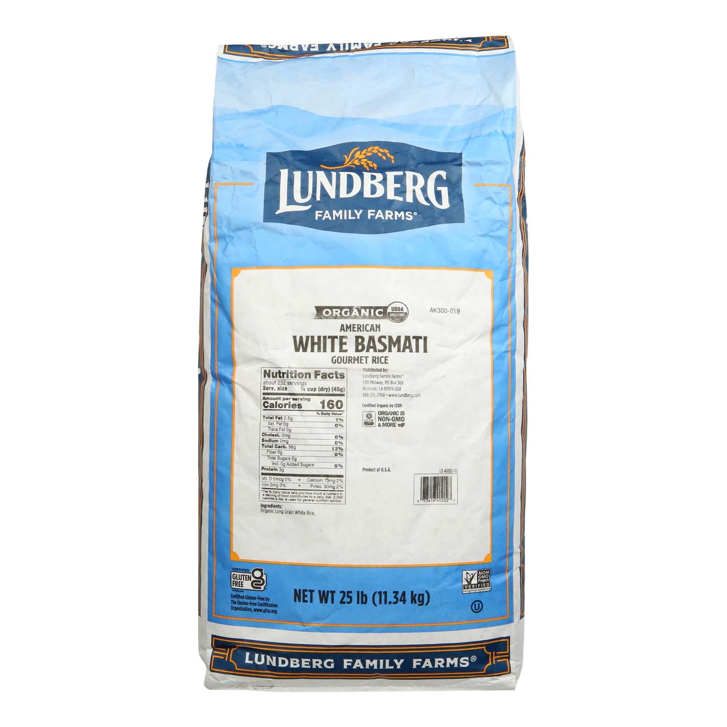 Lundberg Family Farms Organic California White Basmati Rice - Single Bulk Item - 25lb