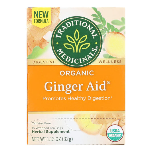 Traditional Medicinals Organic Ginger Aid Herbal Tea - 16 Tea Bags - Case Of 6
