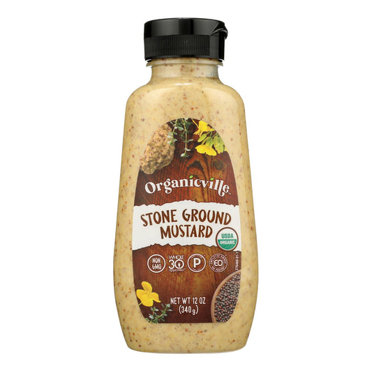 Organic Ville Organic Mustard - Stone Ground - Case Of 12 - 12 Oz.