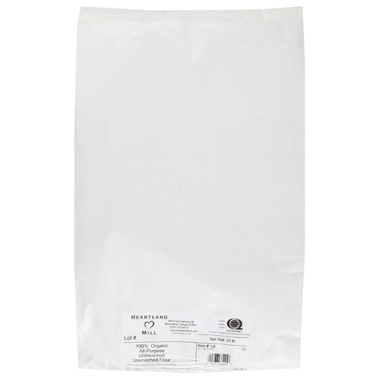 Heartland Mill 100% Organic Unbleached White Flour - Single Bulk Item - 25lb