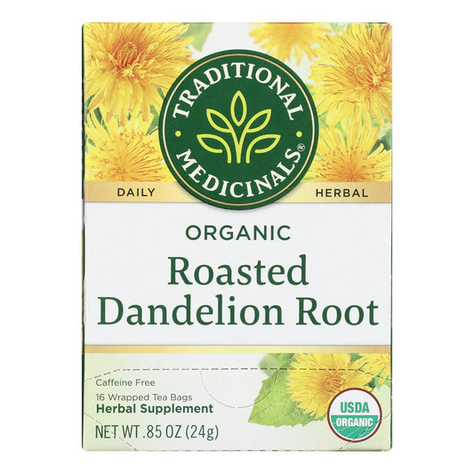 Traditional Medicinals Organic Roasted Dandelion Root Herbal Tea - 16 Tea Bags - Case Of 6