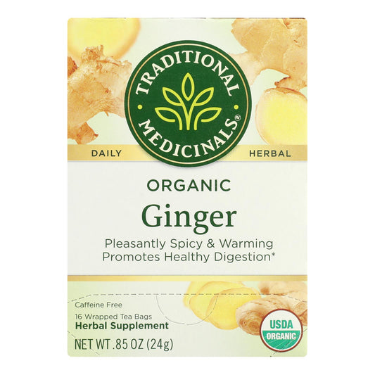 Traditional Medicinals Organic Ginger Herbal Tea - 16 Tea Bags - Case Of 6
