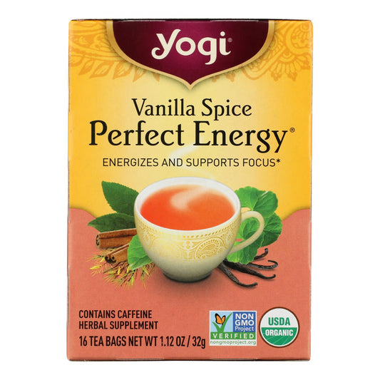 Yogi Perfect Energy Herbal Tea Vanilla Spice - 16 Tea Bags - Case Of 6