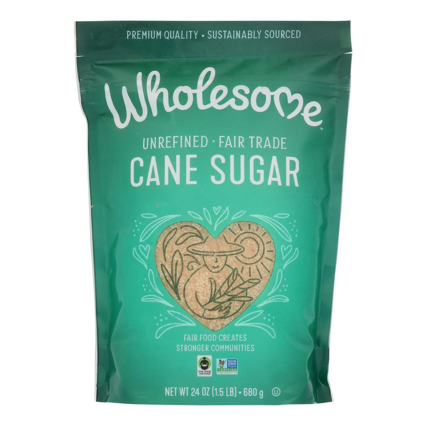 Wholesome Sweeteners Sugar - Natural Cane - Fair Trade - 1.5 Lbs - Case Of 12