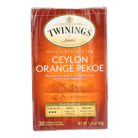 Twinings Tea Black Tea - Ceylon Orange Pekoe - Case Of 6 - 20 Bags