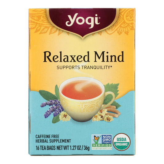 Yogi Relaxed Mind Herbal Tea Caffeine Free - 16 Tea Bags - Case Of 6