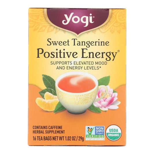 Yogi Positive Energy Herbal Tea Sweet Tangerine - 16 Tea Bags - Case Of 6
