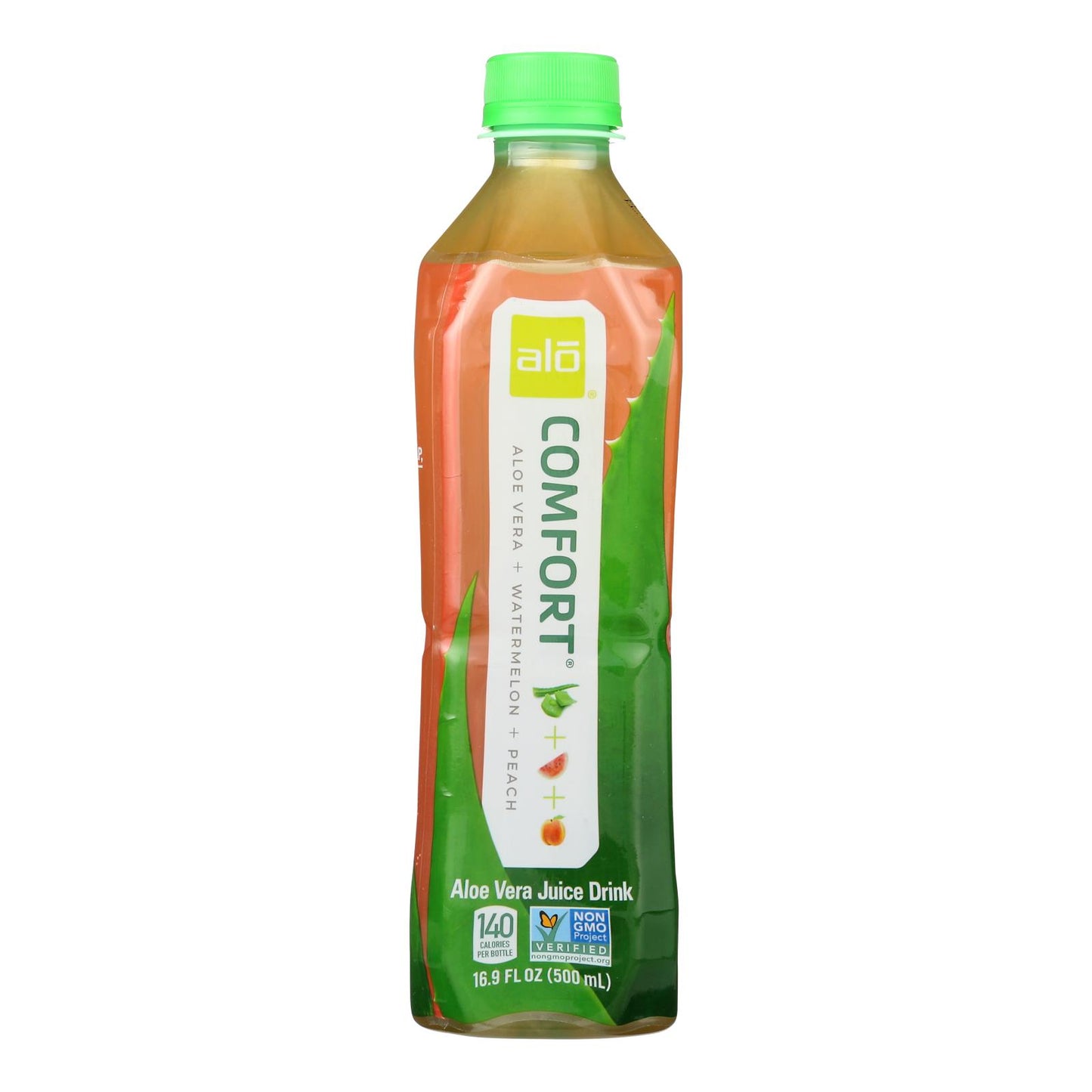 Alo Original Comfort Aloe Vera Juice Drink - Watermelon And Peach - Case Of 12 - 16.9 Fl Oz.