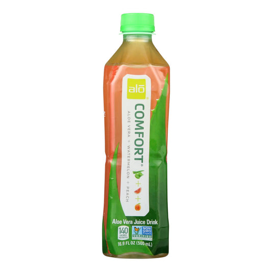 Alo Original Comfort Aloe Vera Juice Drink - Watermelon And Peach - Case Of 12 - 16.9 Fl Oz.