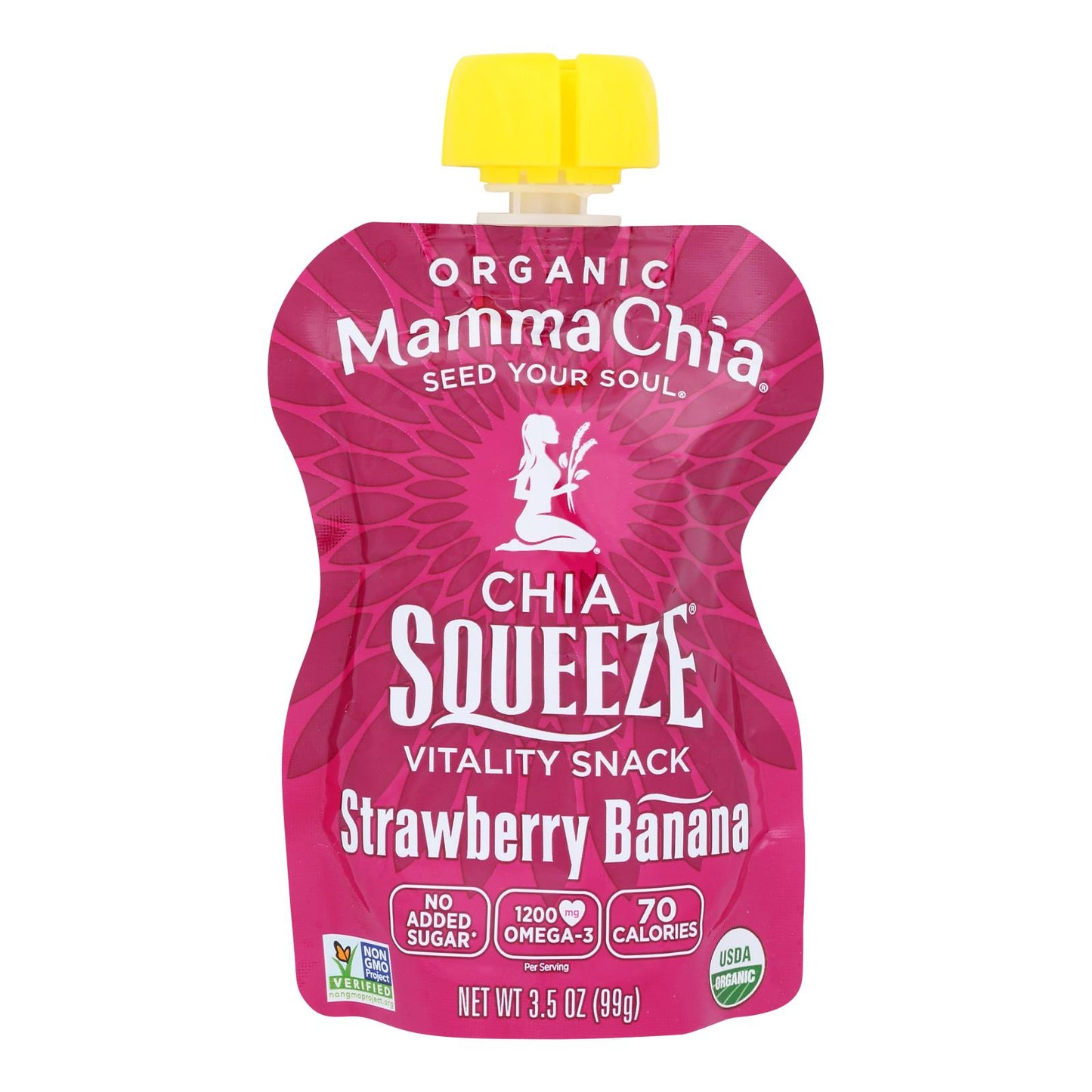 Mamma Chia Squeeze Vitality Snack - Strawberry Banana - Case Of 16 - 3.5 Oz.