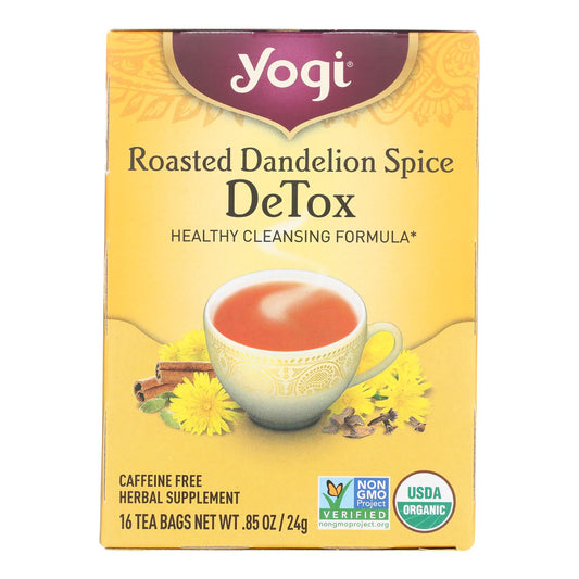 Yogi Tea - Organic - Roasted Dandelion Spice Detox - 16 Tea Bags - 1 Case