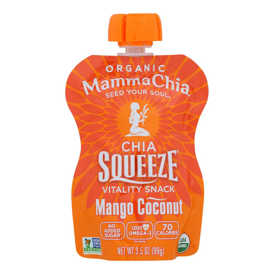 Mamma Chia Squeeze Vitality Snack - Mango Coconut - Case Of 16 - 3.5 Oz.