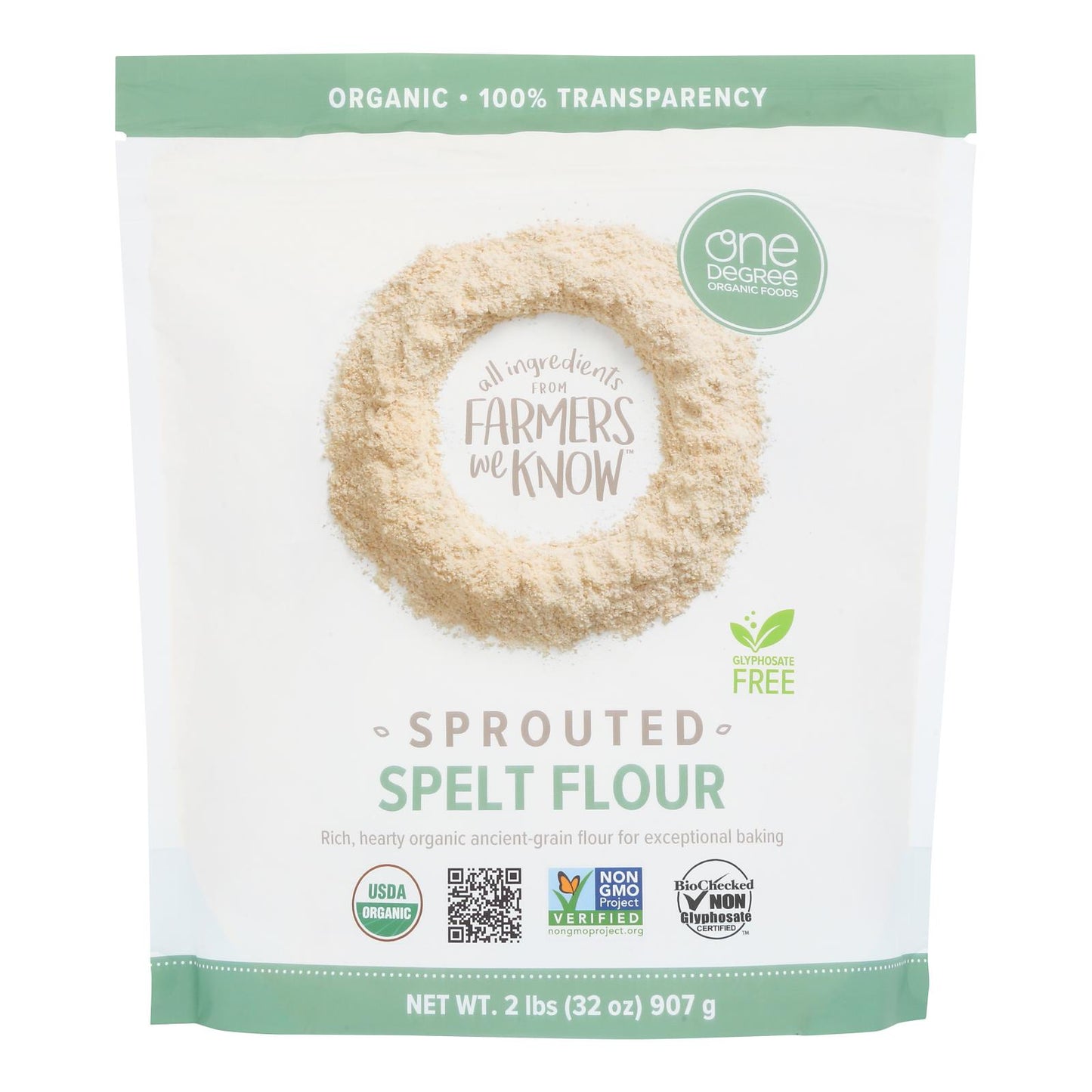 One Degree Organic Foods Sprouted Spelt Flour - Organic - Case Of 6 - 32 Oz.