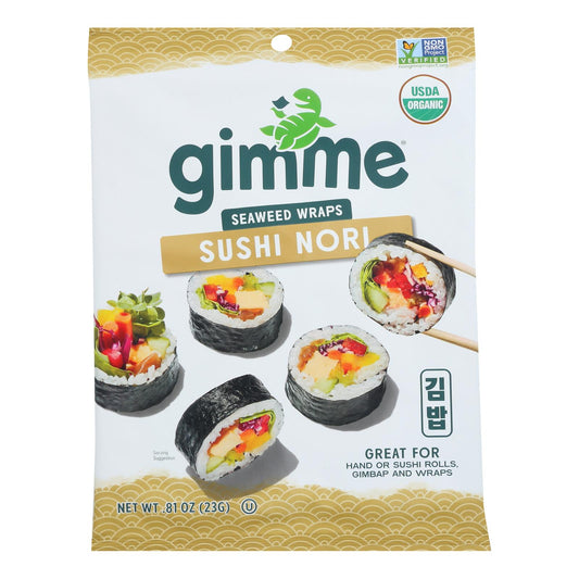Gimme Seaweed Snacks 100% Organic Roasted Seaweed Sushi Nori - Wrap N' Roll - Case Of 12 - .81 Oz