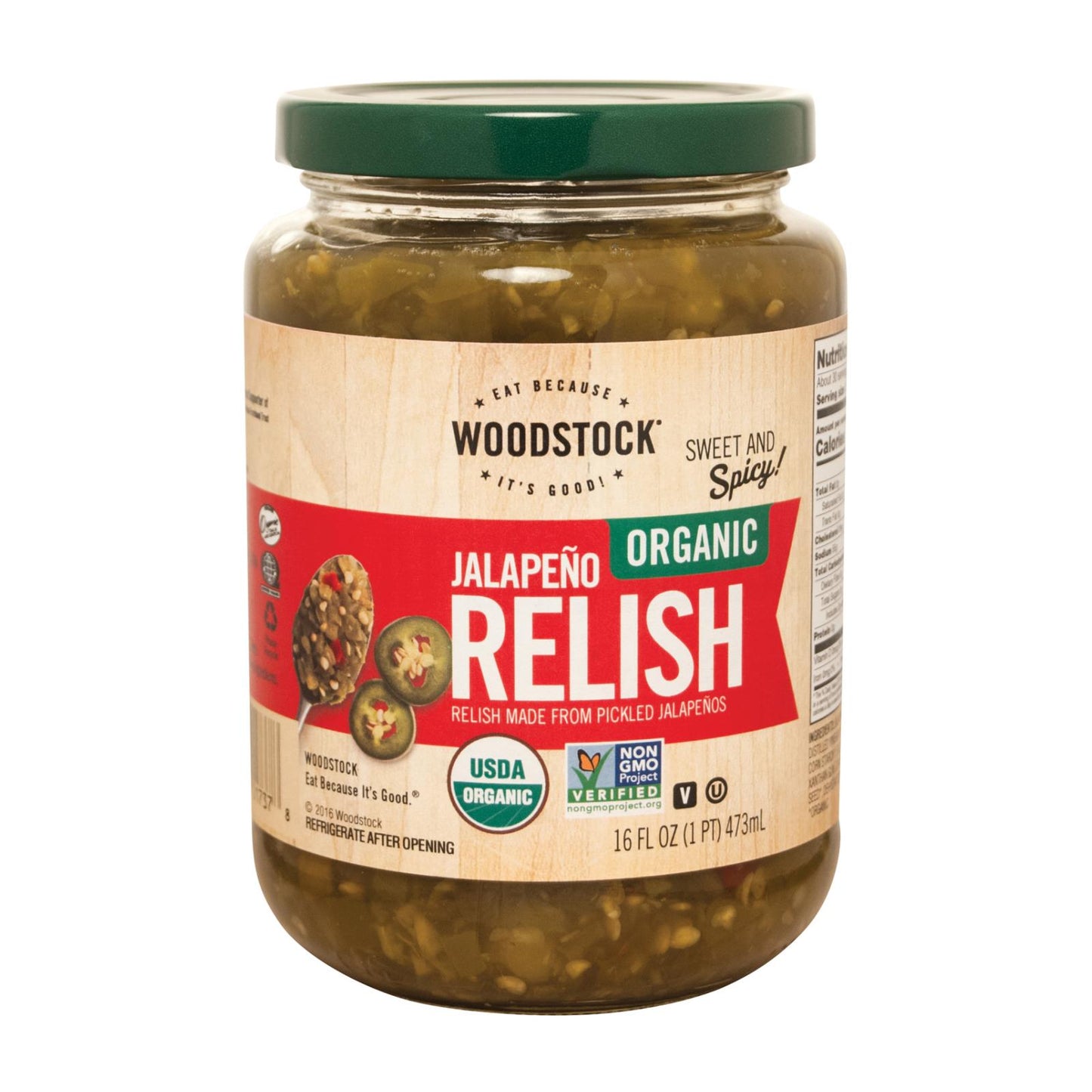 Woodstock Organic Jalapeño Relish - Case Of 6 - 16 Oz