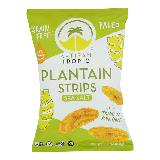 Artisan Tropic Plantain Strips - With Sea Salt - Case Of 12 - 4.5 Oz.