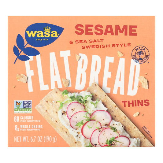 Wasa Sesame & Sea Salt Flatbread Thins  - Case Of 10 - 6.7 Oz