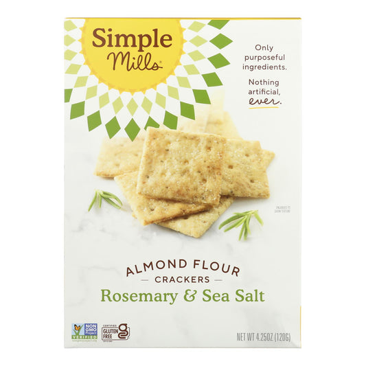 Simple Mills Rosemary And Sea Salt Almond Flour Crackers - Case Of 6 - 4.25 Oz.