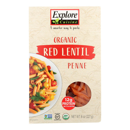 Explore Cuisine Organic Red Lentil Penne - Penne - Case Of 6 - 8 Oz.