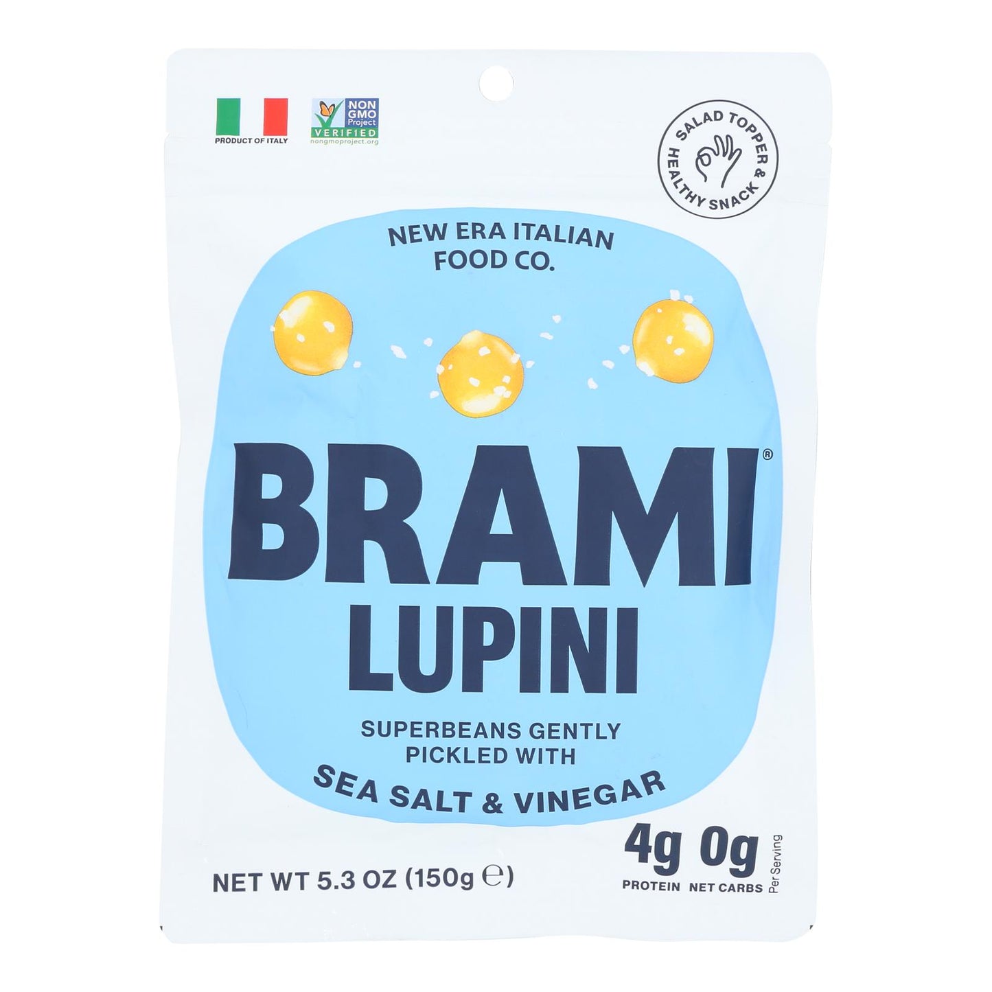 Brami Lupini Snack - Sea Salt - Case Of 8 - 5.3 Oz.