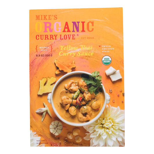 Mike's Organic Curry Love - Organic Curry Simmer Sauce - Yellow Thai - Case Of 6 - 8.8 Fl Oz.