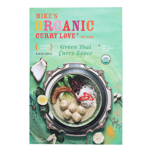 Mike's Organic Curry Love - Organic Curry Simmer Sauce - Green Thai - Case Of 6 - 8.8 Fl Oz.
