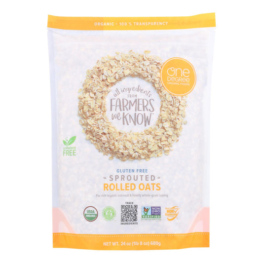 One Degree Organic Foods Organic Rolled Oats - Sprouted - Case Of 4 - 24 Oz