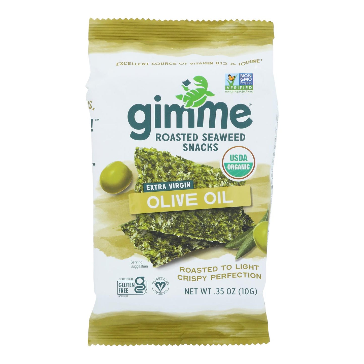 Gimme Seaweed Snacks Seaweed Snack - Organic - Extra Virgin Olive Oil - Case Of 12 - .35 Oz