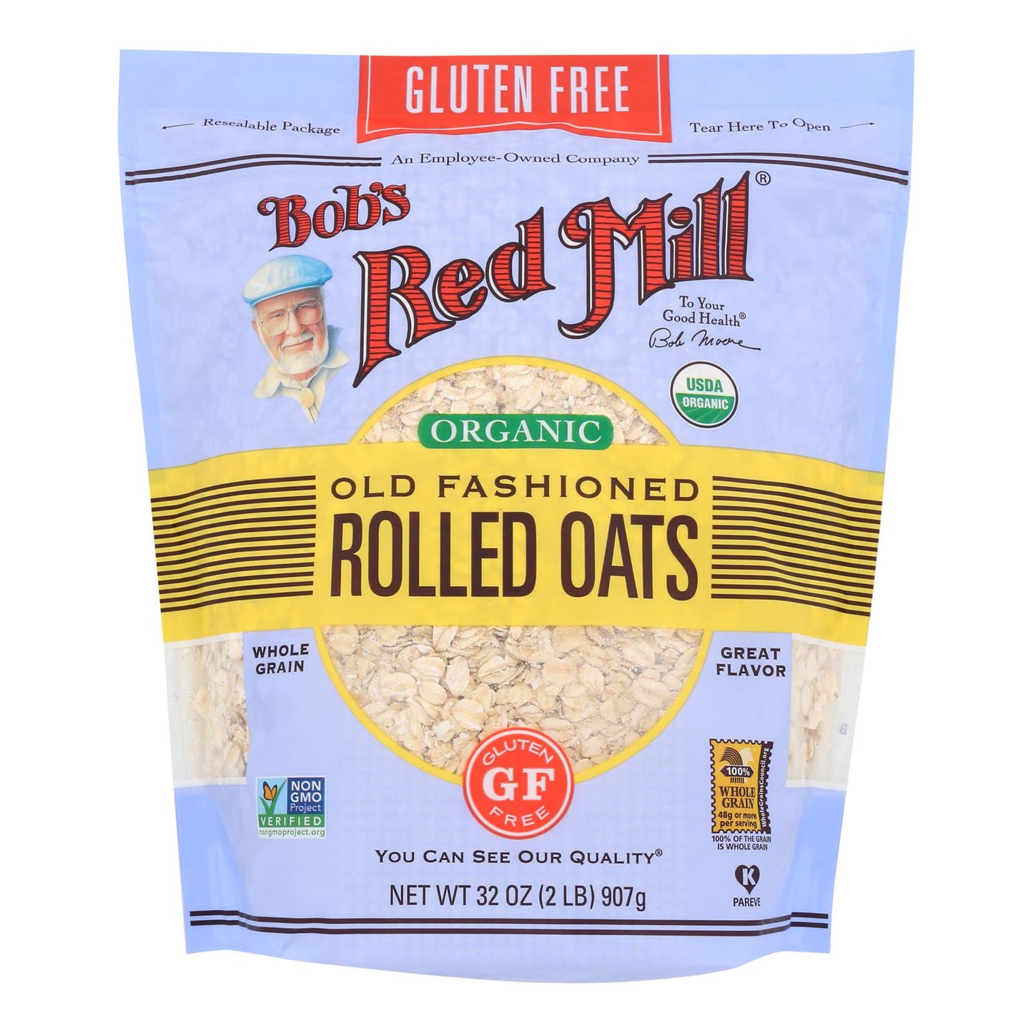 Bob's Red Mill - Organic Old Fashioned Rolled Oats - Gluten Free - Case Of 4-32 Oz