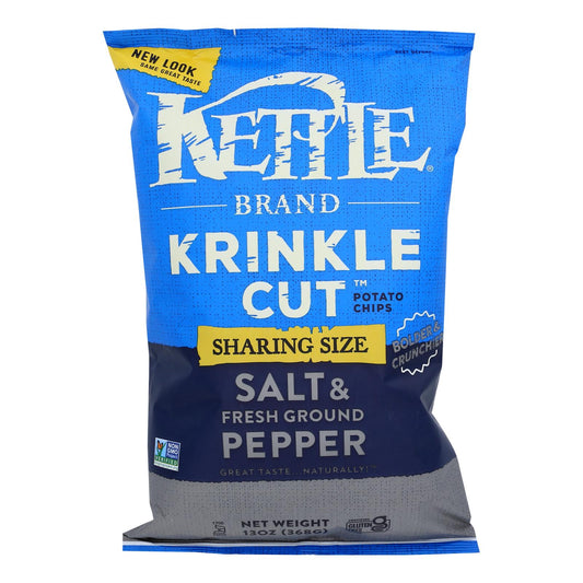 Kettle Brand Salt & Pepper Krinkle Cut Potato Chips  - Case Of 9 - 13 Oz