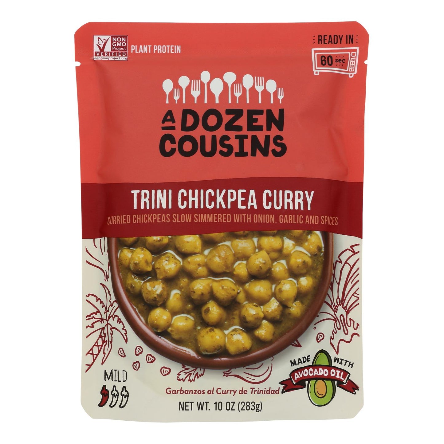 A Dozen Cousins - Ready To Eat Beans - Trini Chickpea Curry - Case Of 6 - 10 Oz.